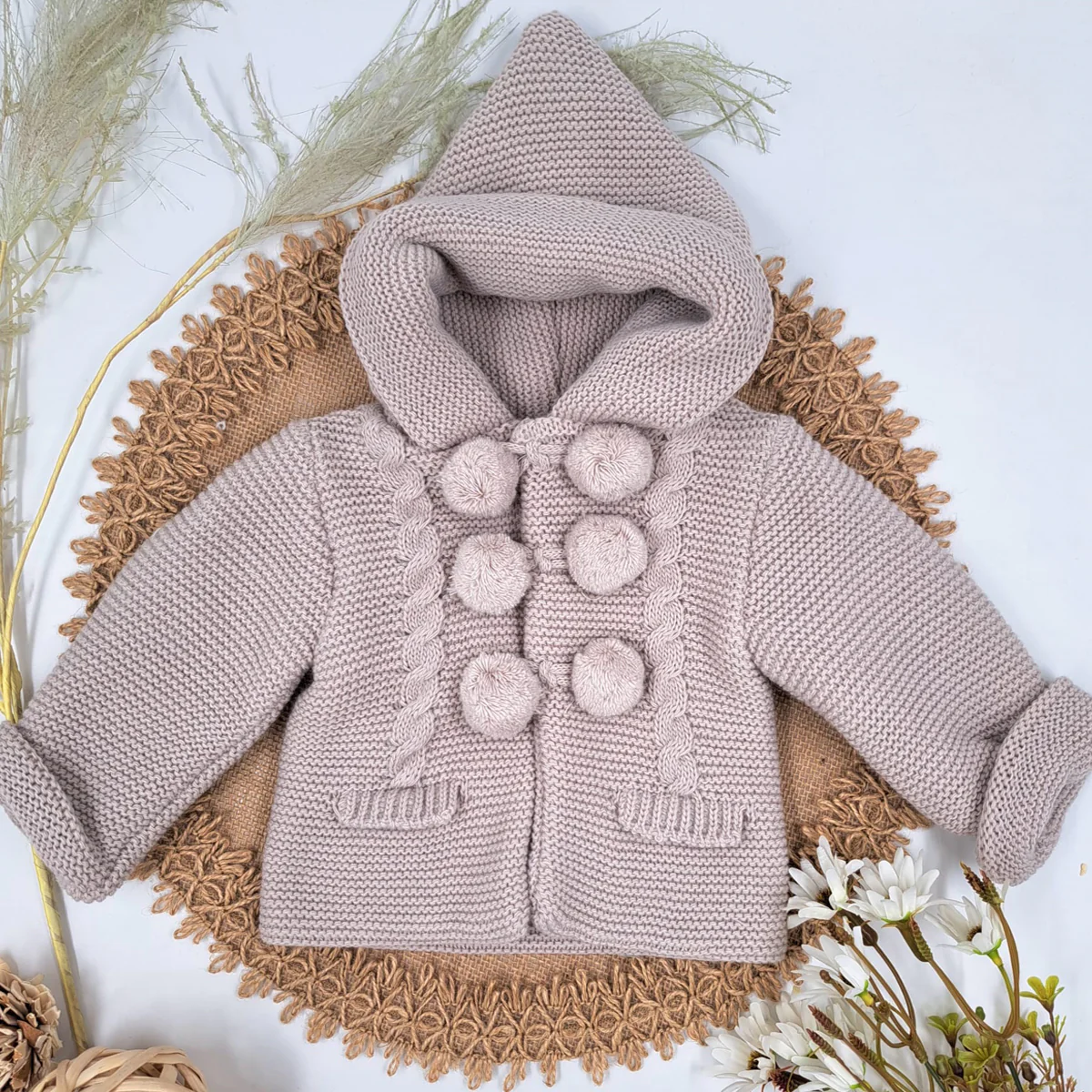 Abrigo de lana piedra(3 a 36 meses)